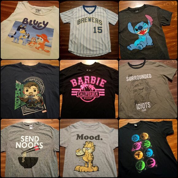 10 T-SHIRT MYSTERY BUNDLE - Bulk Lot Set Random Tees Shirts - Picture 4 of 16